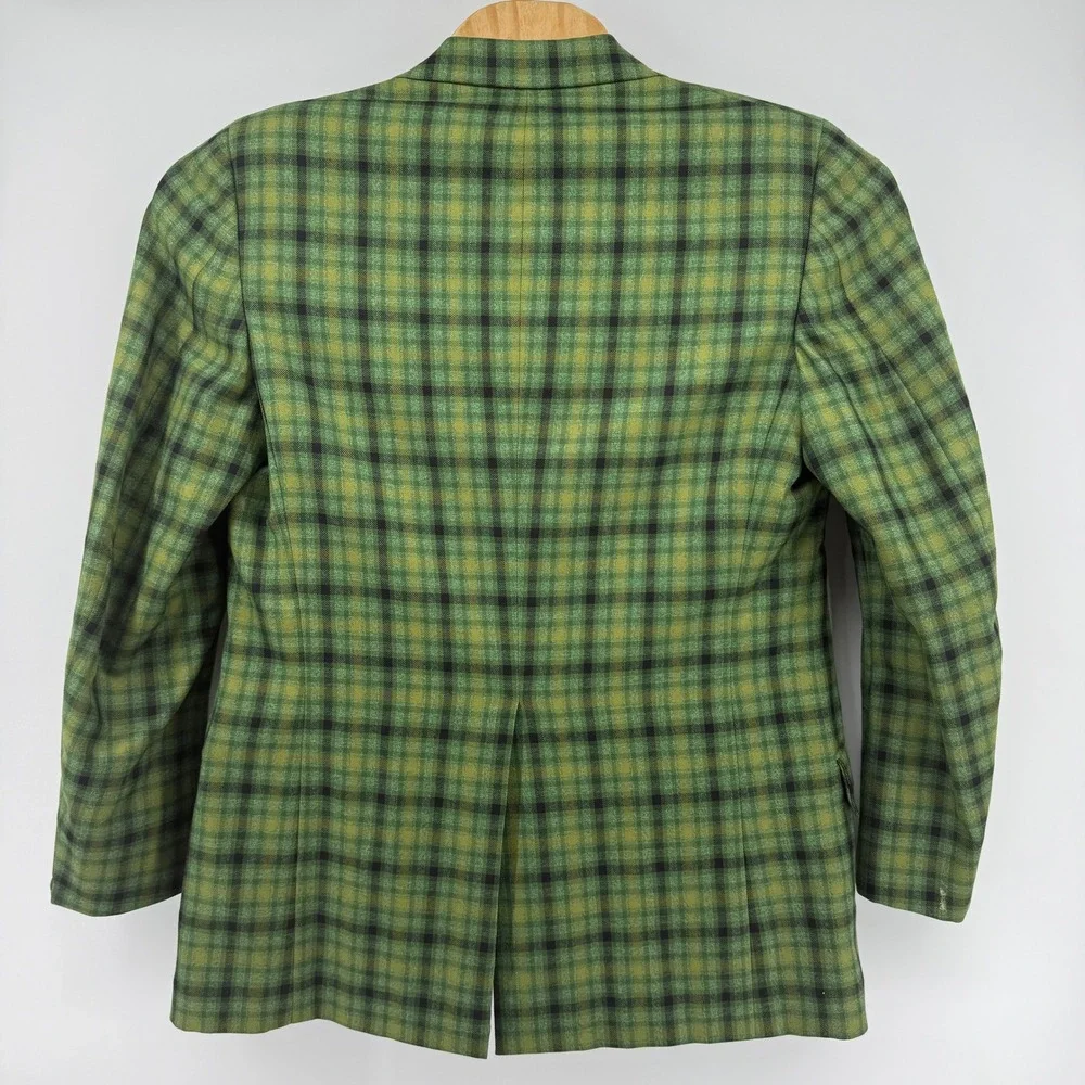 Kuppenheimer Plaid Blazer Mens Sz 40 Green Vtg Tartan Sport Coat Ticket Pocket